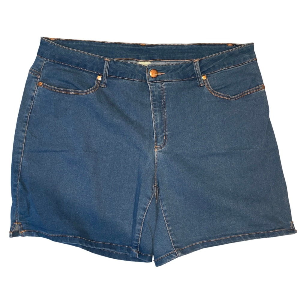 Faded Glory Womens 18W Medium Wash Denim Shorts Stretch Plus Size